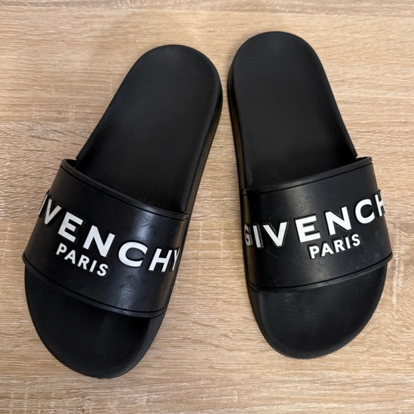 Givenchy black rubber logo-print slides women’s Sz 35/5 - Picture 5 of 8